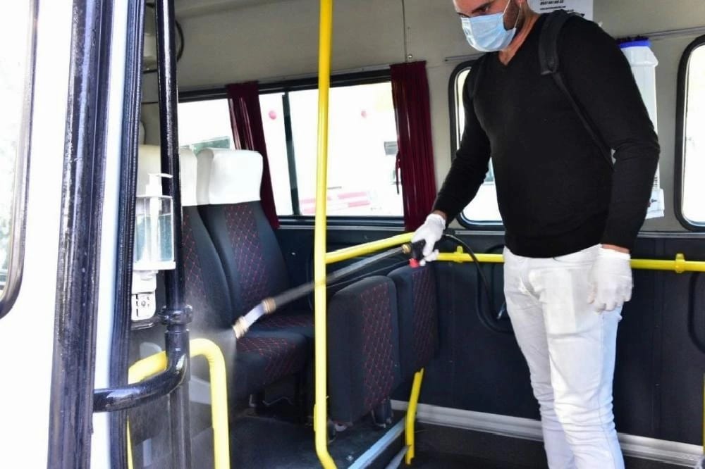 İncirliova’da dolmuşlar dezenfekte edildi